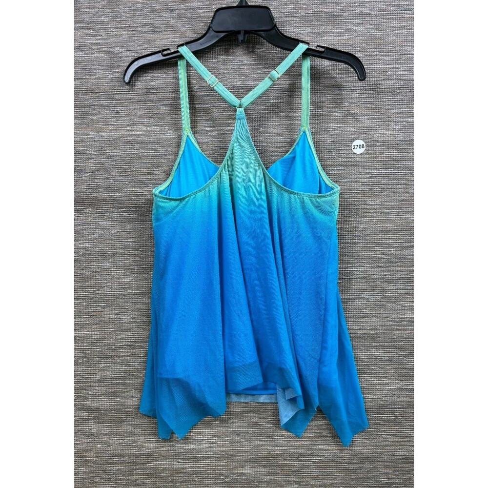 Coco Reef Bra Sized Ombre Blue & Green Flowy Tankini Swim Top Size 34D - Picture 2 of 8